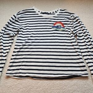 Abercrombie & Fitch navy/white striped tshirt